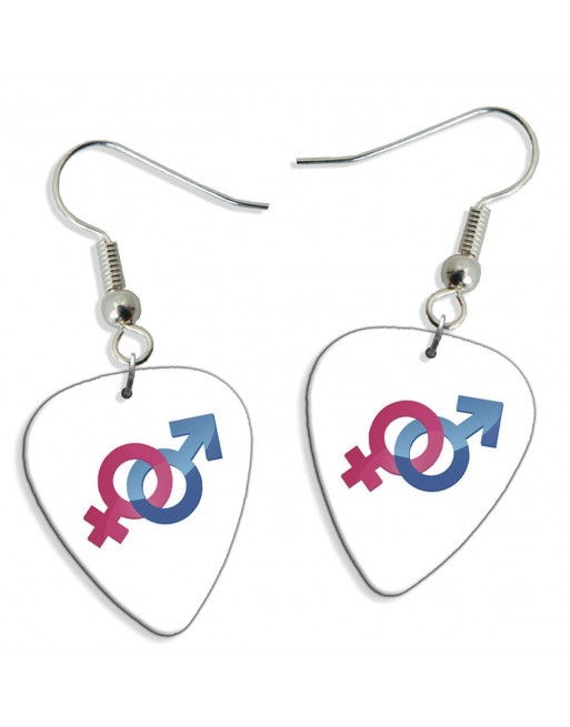 Man Vrouw teken plectrum oorbellen Man Vrouw teken plectrum oorbellen