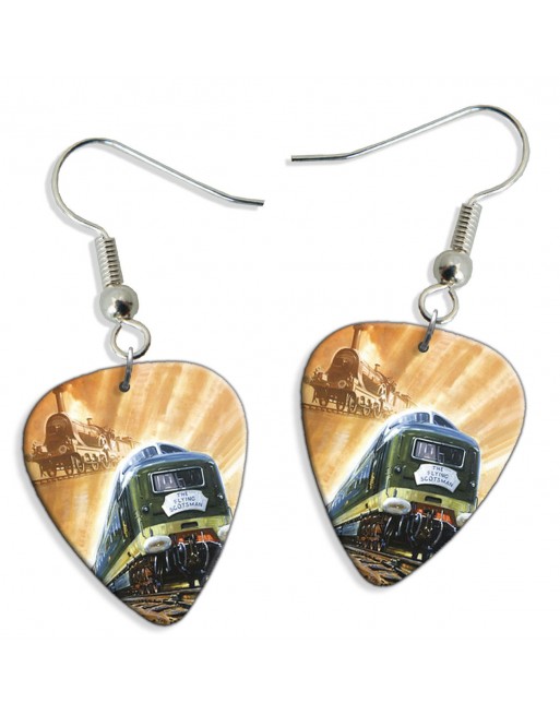 Flying Scotsman trein plectrum oorbellen