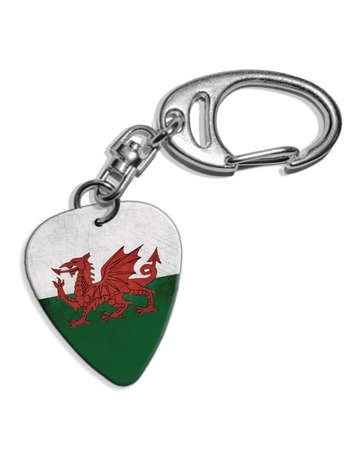 Plectrum sleutelhanger met de afbeelding van Wales Grunge vlag
