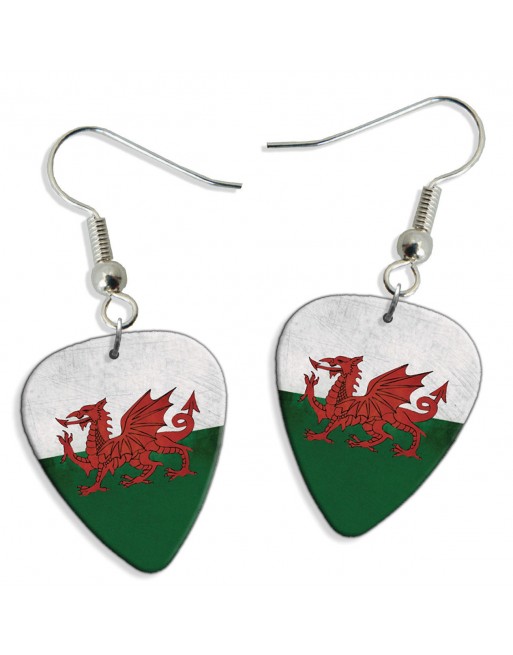 Wales Grunge vlag plectrum oorbellen