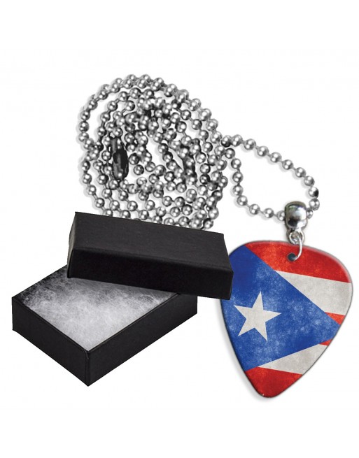 Puerto Rico Grunge vlag aluminium plectrum ketting