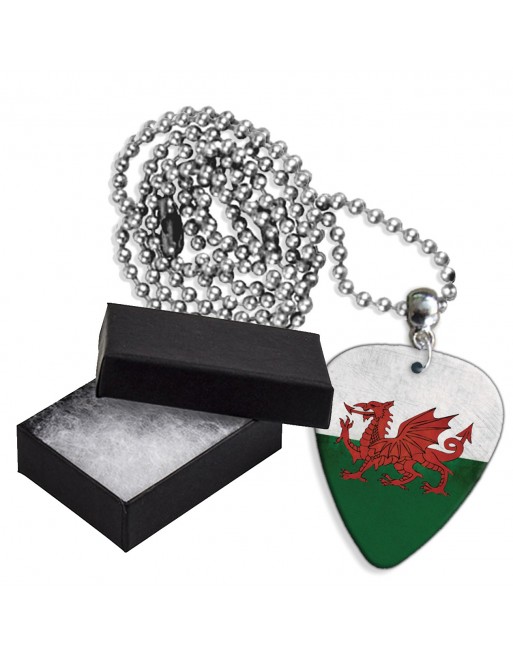 Wales Grunge vlag aluminium plectrum ketting