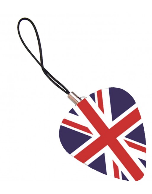Plectrum telefoonhanger met de afbeelding van de Engelse vlag