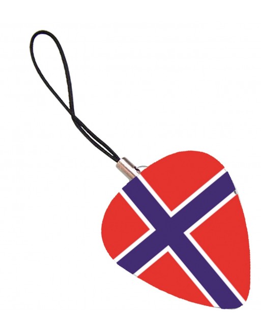 Plectrum telefoonhanger met de afbeelding van de Noorse vlag