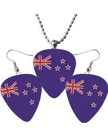 Plectrum ketting en oorbellen met de afbeelding van de Australische vlag