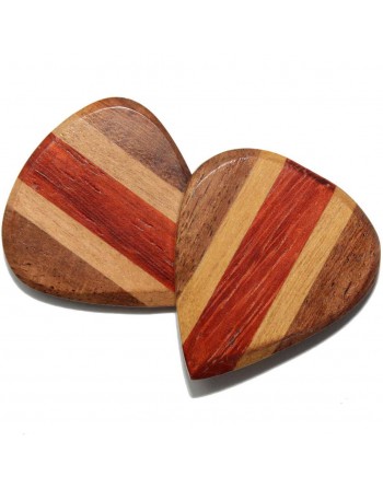 Cocobolo, Maple & Padauk Jazz III houten plectrum