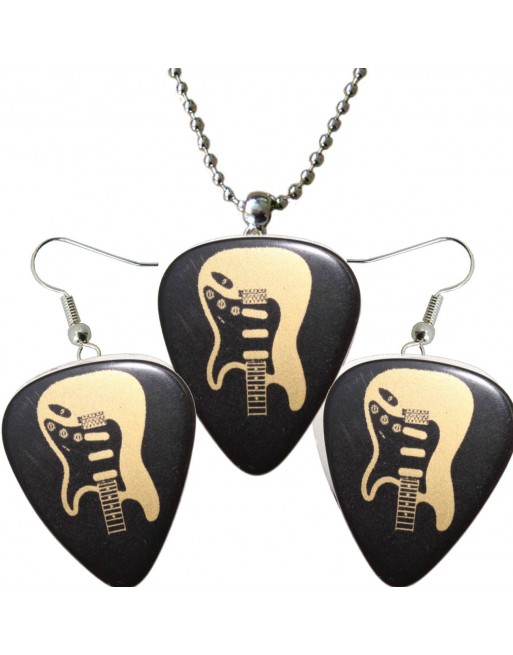 Fender Stratocaster ketting en oorbellen met plectrum