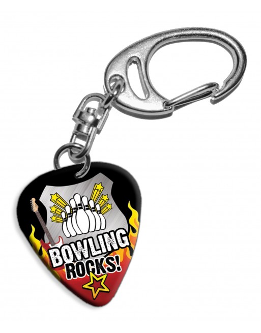 Plectrum sleutelhanger Bowling Rocks!