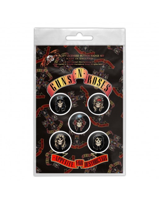 Guns 'N Roses - Appetite For Destruction - button 5-pack Guns 'N Roses - Appetite For Destruction - button 5-pack