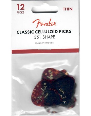 Fender Celluloid 351 plectrum Thin 12-pack